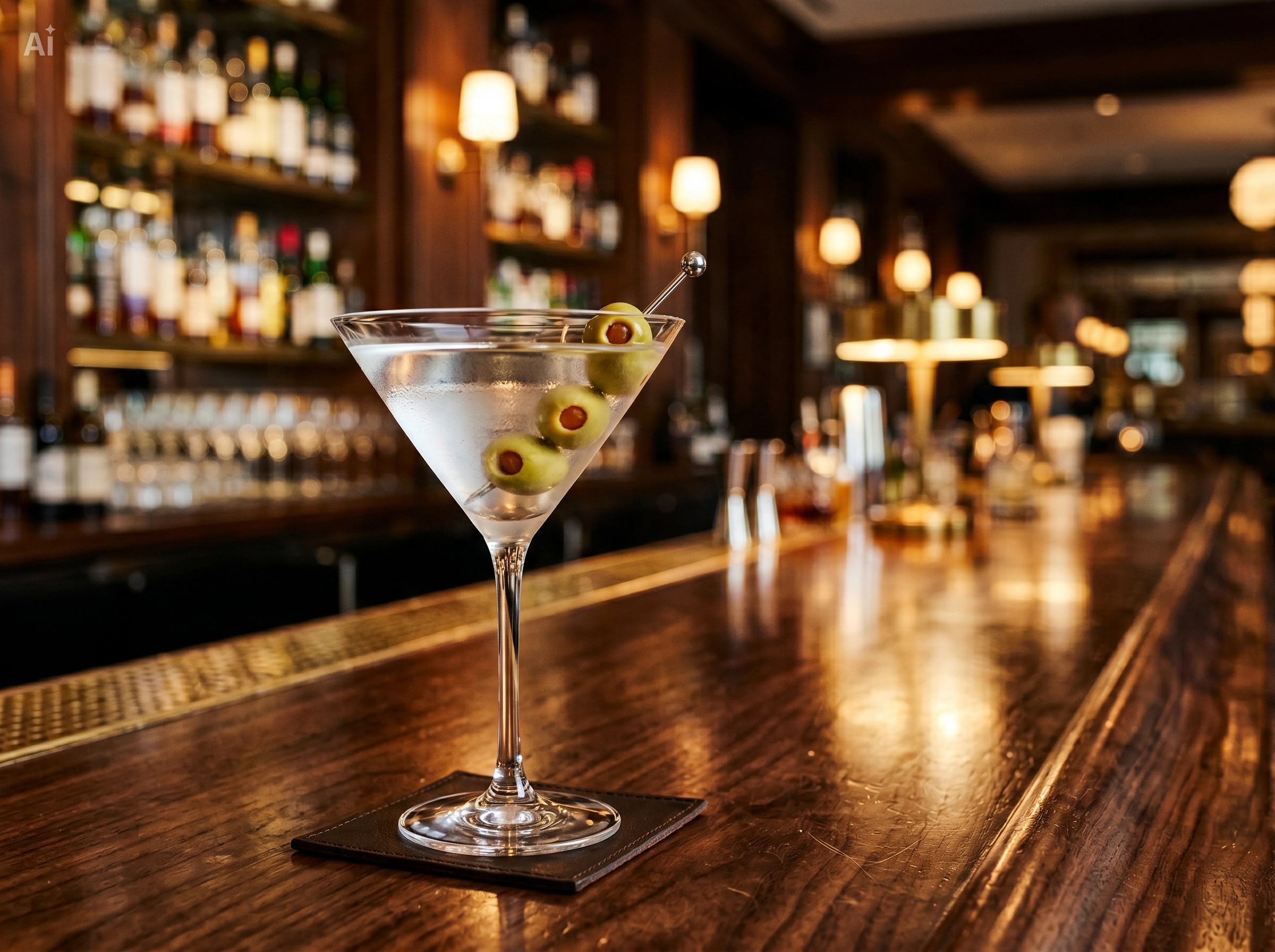 Ilustracion de Martini servido como bebida de bartender