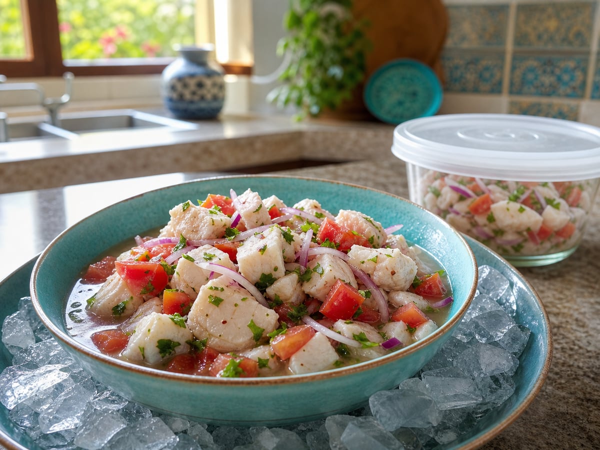 Demostración culinaria de ceviches y marinados con seguridad en una cocina limpia