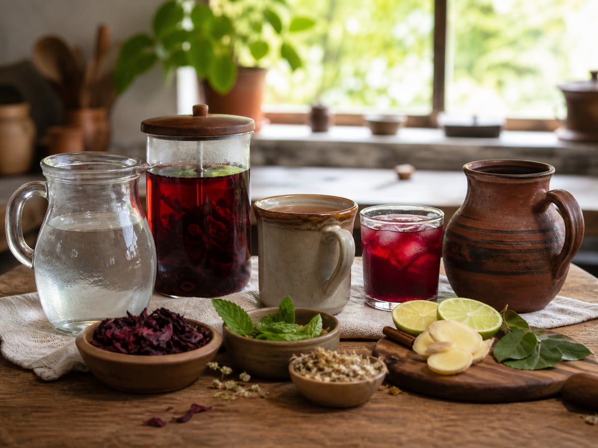 Escena culinaria realista que ilustra hidratación práctica