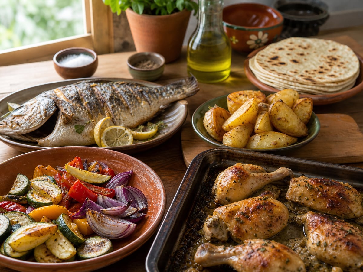 Escena culinaria realista que ilustra hornear con buen dorado