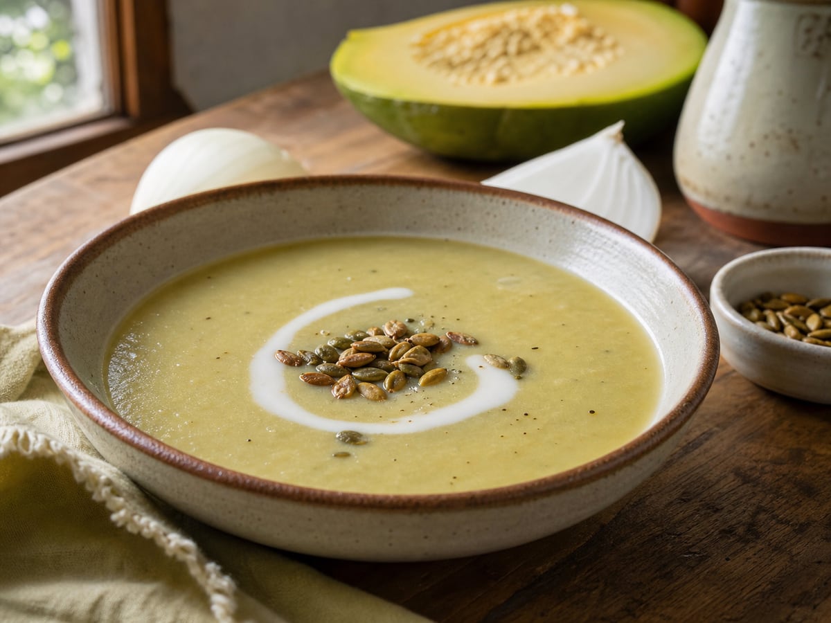 Crema de güicoy sin exceso de crema servido en una porción casera con ingredientes visibles
