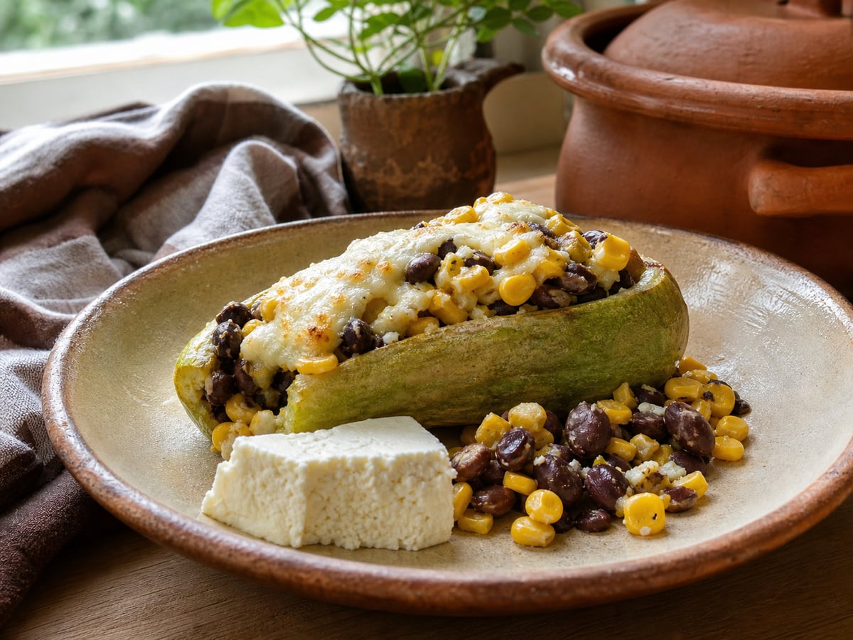Güicoyitos rellenos servido en una porción casera con ingredientes visibles