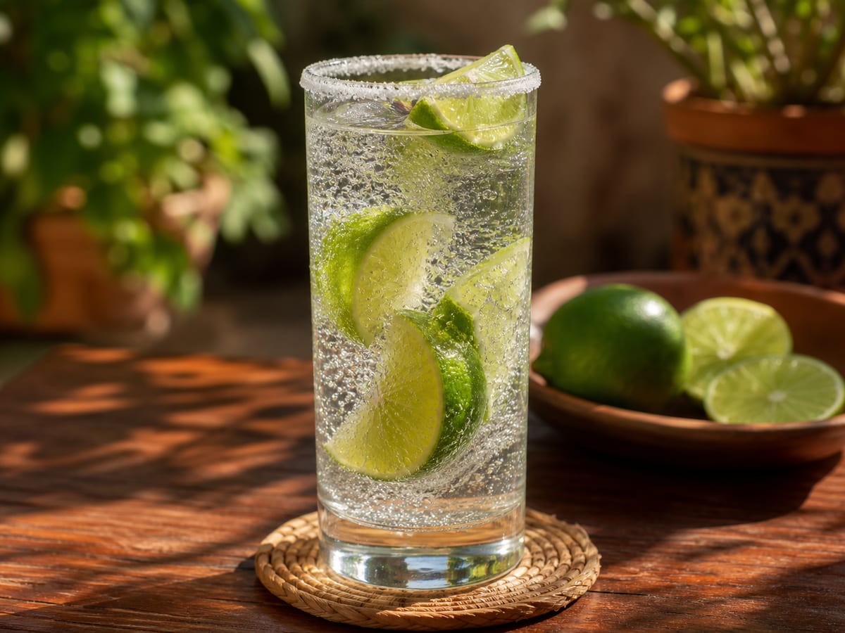 Cimarrona burbujeante con limón y sal