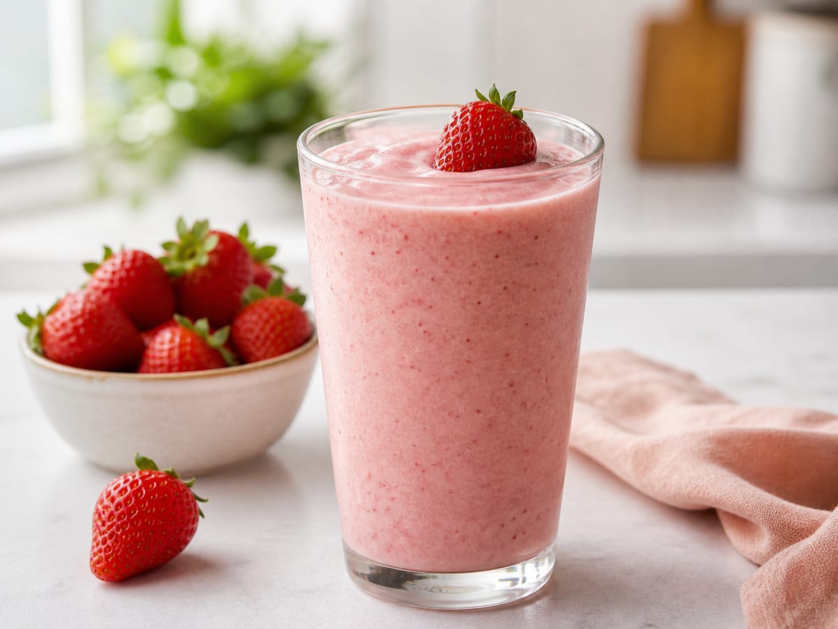 Batido cremoso de fresas frescas