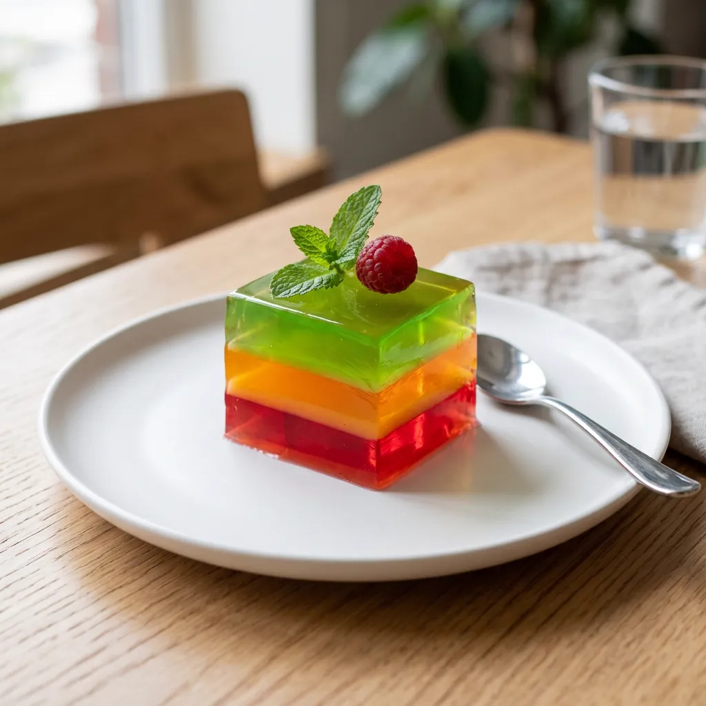 Gelatina en capas de colores vibrantes