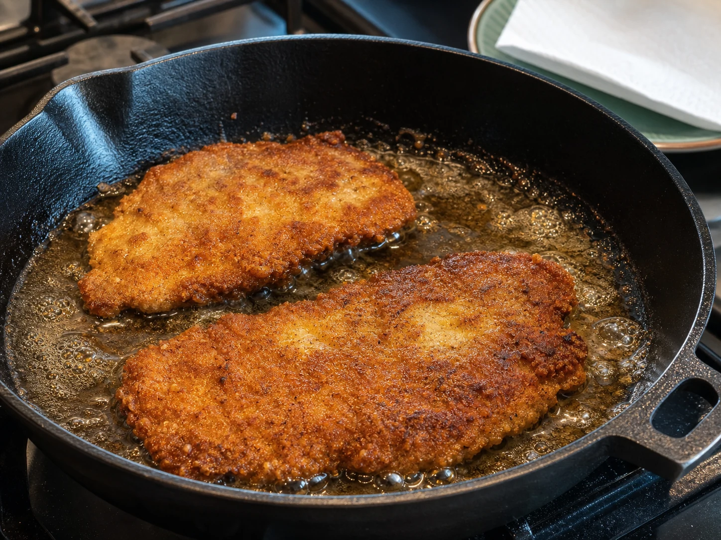 Milanesas friendo en sarten