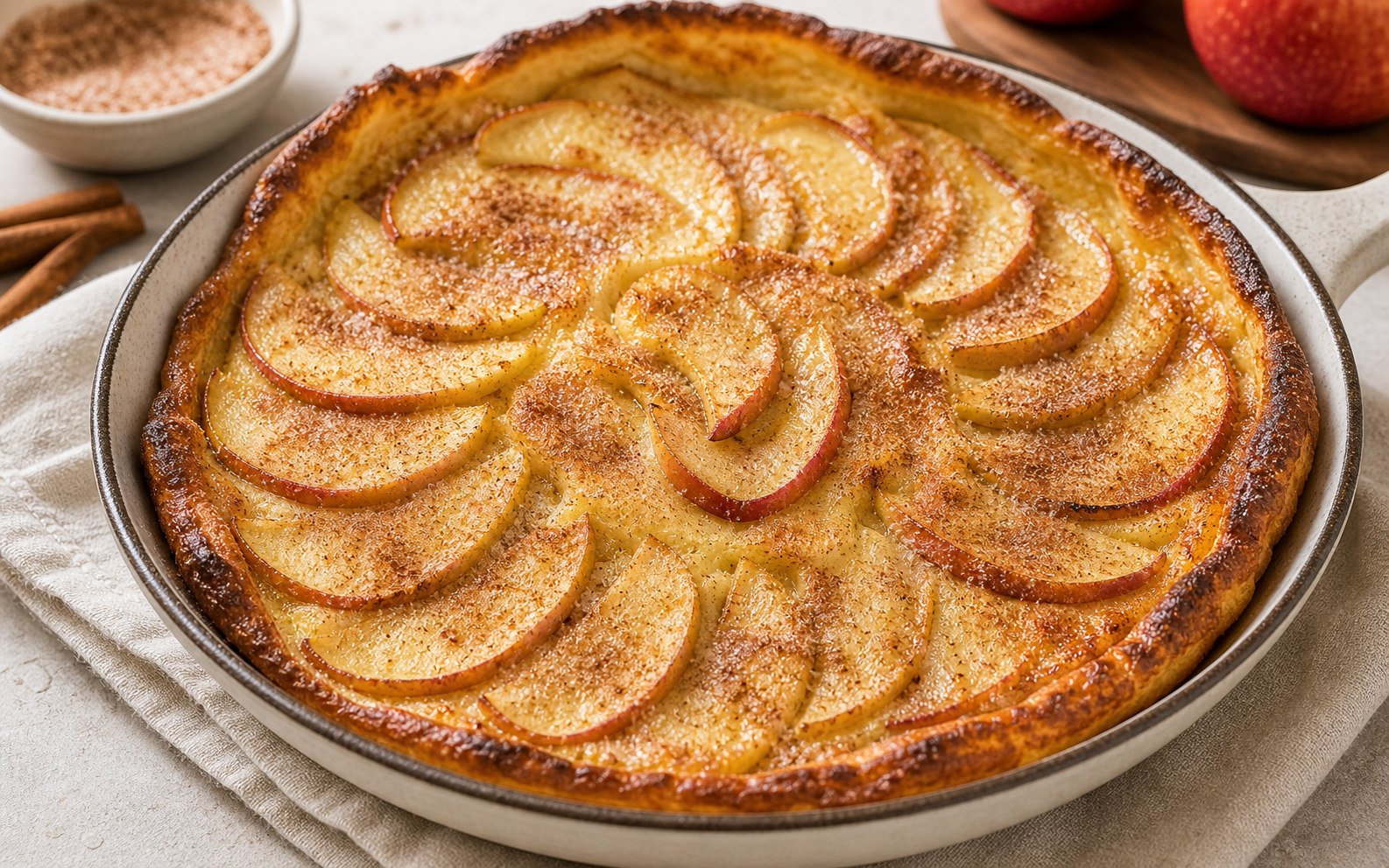 Panqueque alemán con manzanas caramelizadas