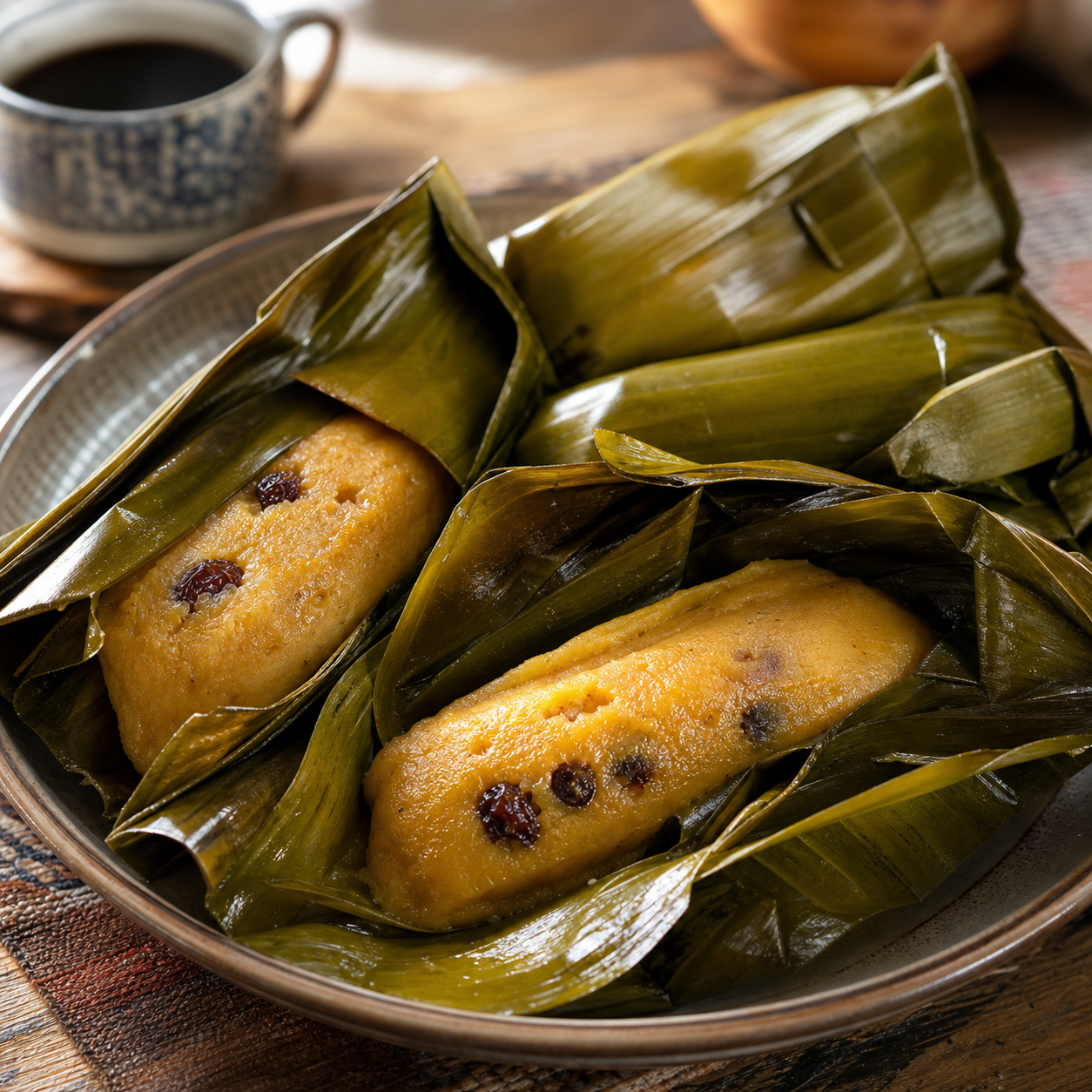 Tamalitos de Cambray con hojas de plátano