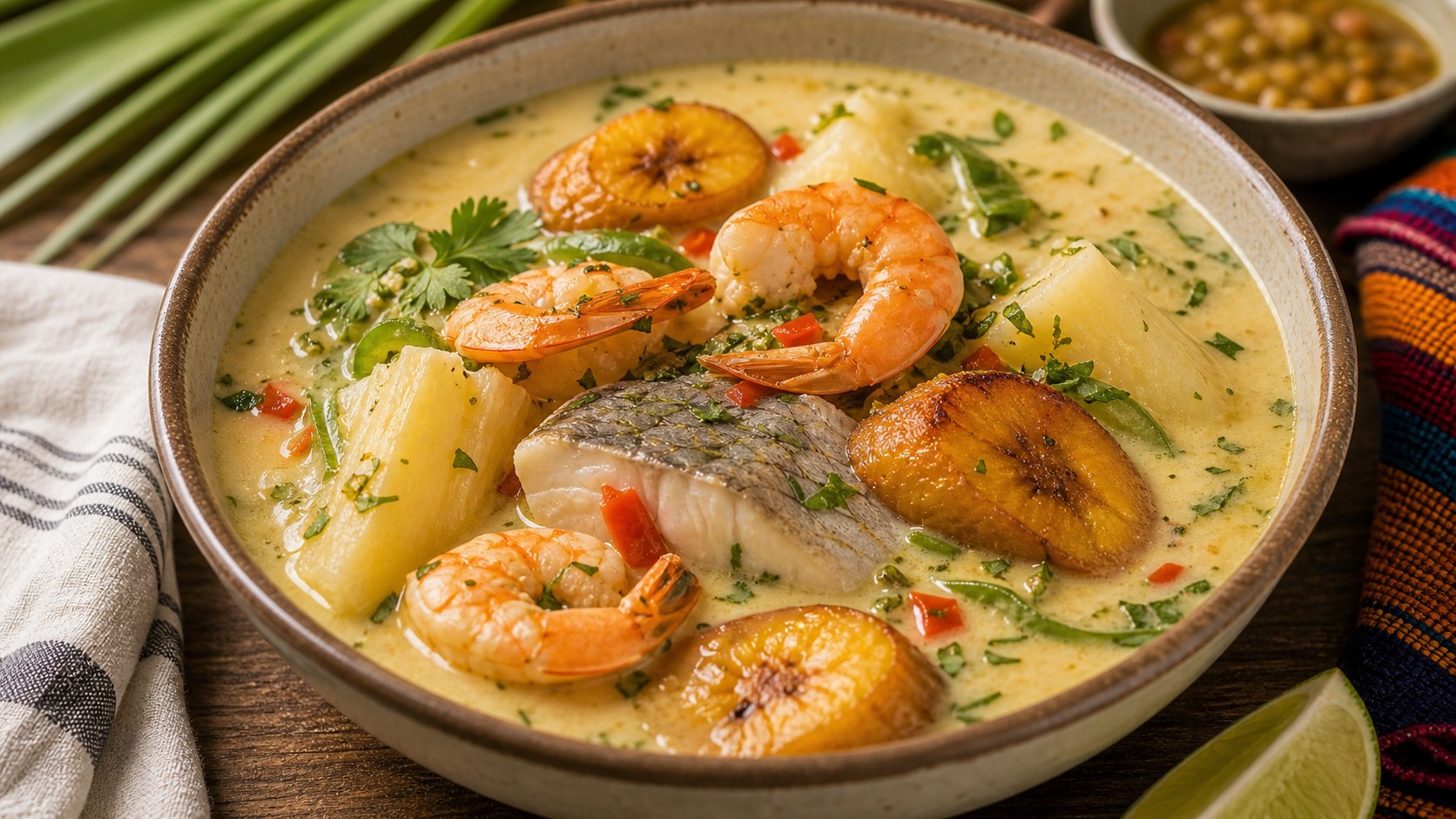 Tapado garífuna con mariscos y leche de coco