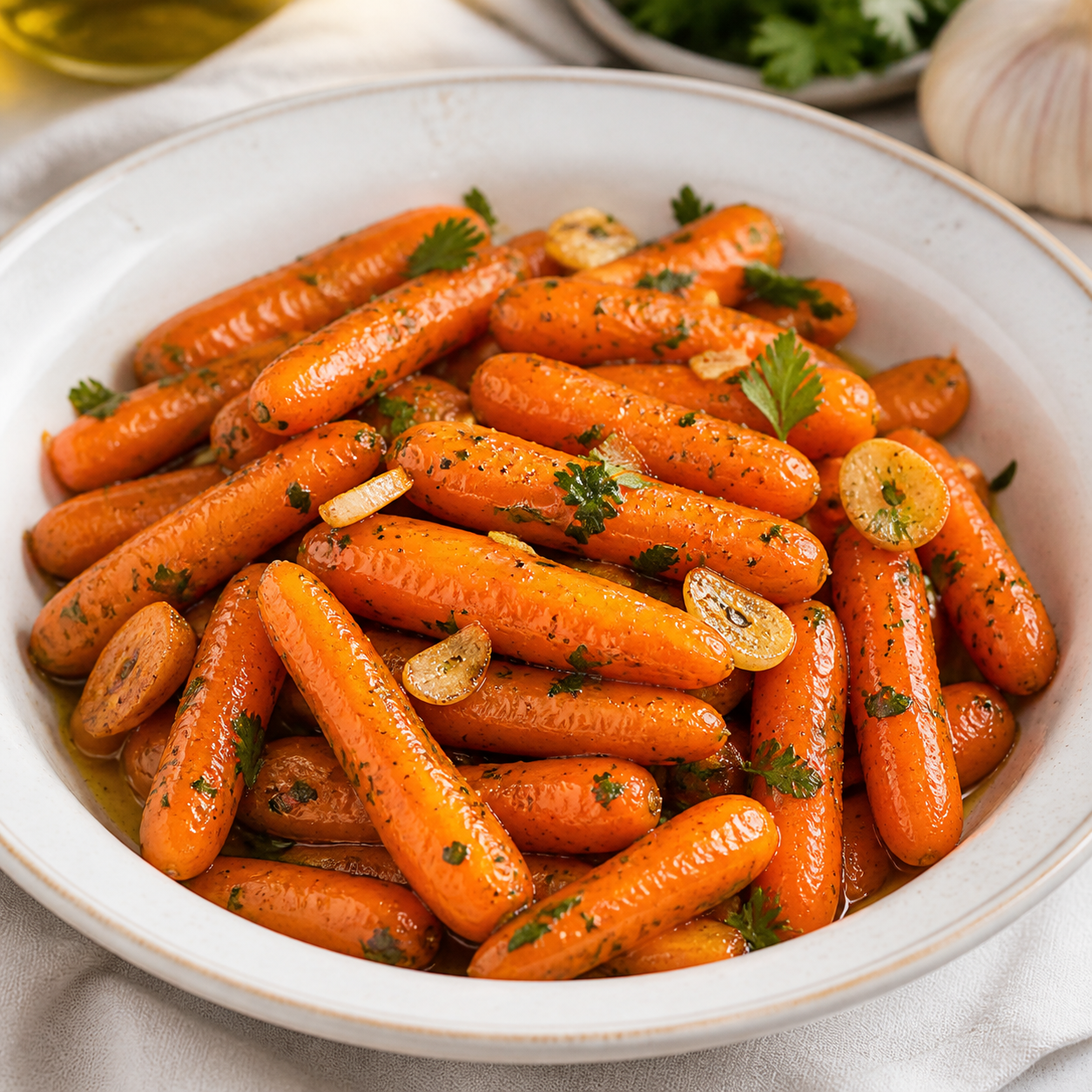 Mini zanahorias salteadas con perejil